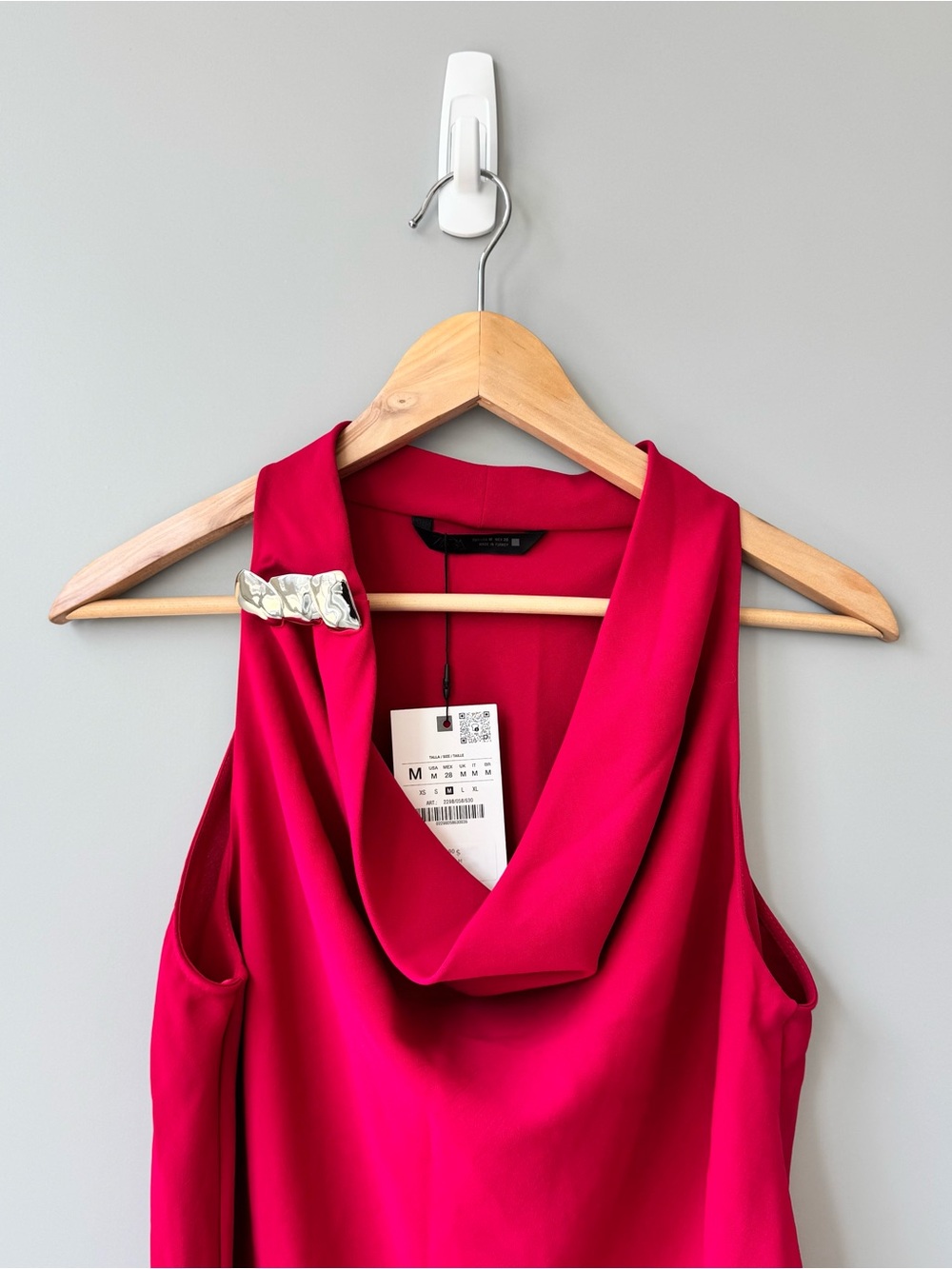 Zara Fuchsia Draped Cowl Neck Sleeveless Top